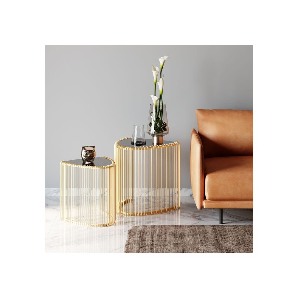 Conjunto de 2 mesas plegables triángulo de oro WIRE