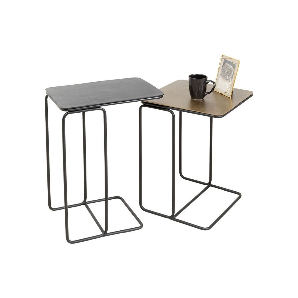 Set mit 2 Satztischen aus Metall DIEGO