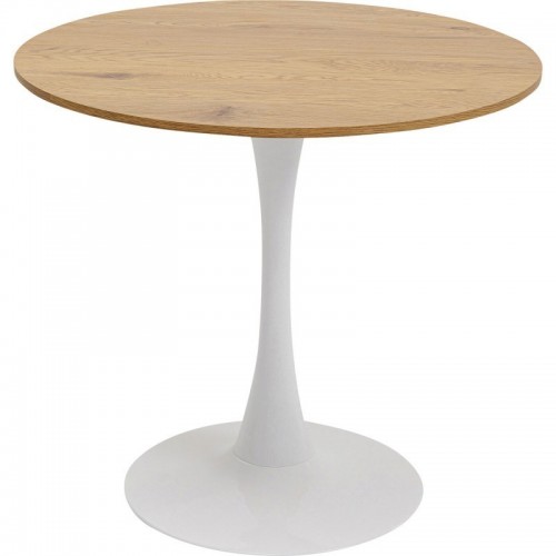 Dining table SCHICKERIA oak look, white tulip base Ø110 KARE Design — front view