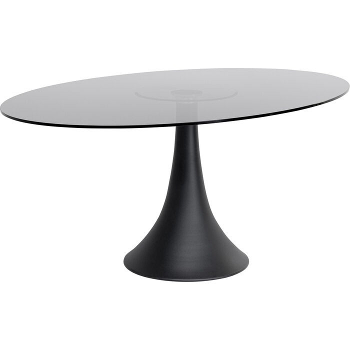 Mesa de comedor GRANDE POSSIBILITA vidrio ahumado oval 180 × 120 cm KARE Design — vista frontal