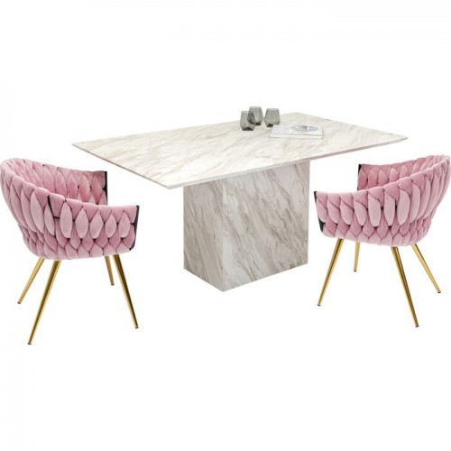 Mesa de comedor ARTISTICO mármol natural claro 160 × 90 cm KARE Design — ambientado en un comedor