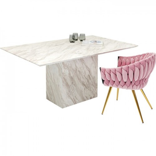 Mesa de jantar ARTISTICO mármore natural claro 160 × 90 cm KARE Design — segunda ambientação na sala de jantar