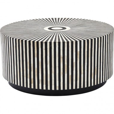 Mesa de centro ELECTRA embutidos preto branco Ø75 cm KARE Design — vista frontal