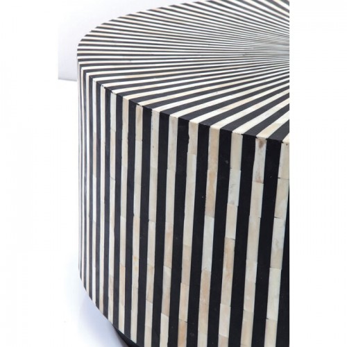 Tavolino basso ELECTRA intarsio bianco nero Ø75 cm KARE Design — vista laterale