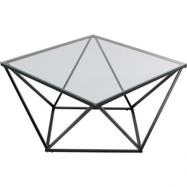 Mesa de centro CRISTALLO vidro e aço preto 80 cm KARE Design — vista frontal