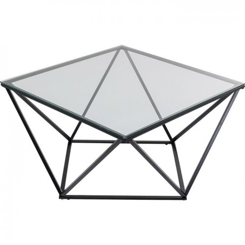 Couchtisch CRISTALLO Glas und schwarzer Stahl 80 cm KARE Design — Vorderansicht