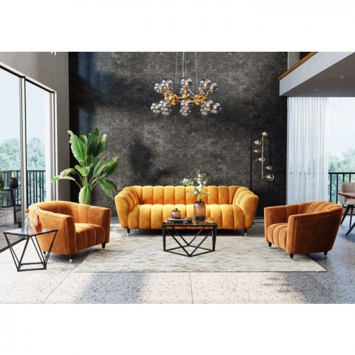 Coffee table CRISTALLO black steel and glass 80 cm KARE Design — styled in a living room