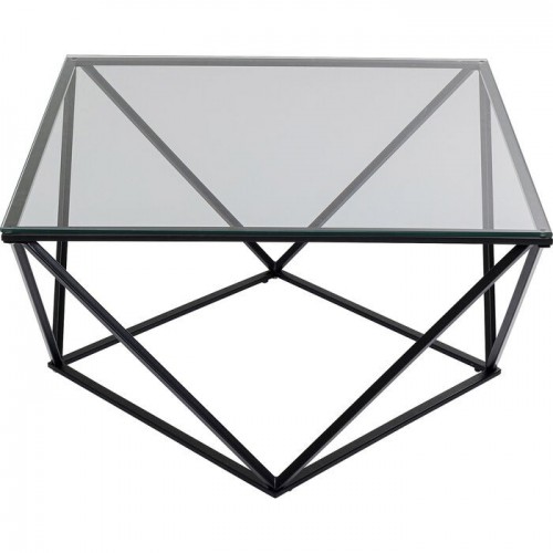 Couchtisch CRISTALLO Glas und schwarzer Stahl 80 cm KARE Design — ganzes Produkt vor hellem Hintergrund