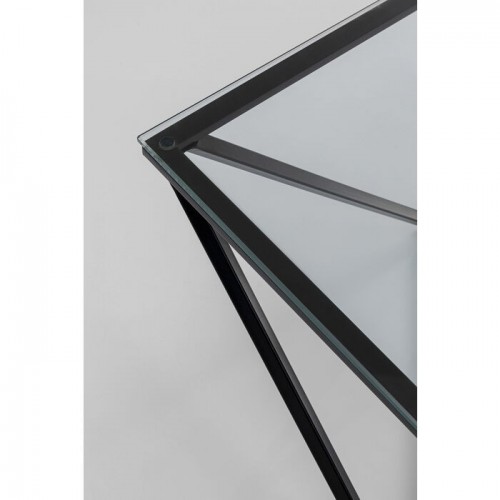 Mesa de centro CRISTALLO vidro e aço preto 80 cm KARE Design — detalhe do painel em vidro