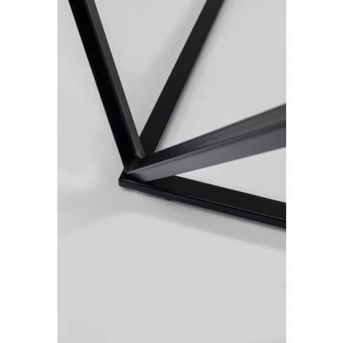 Mesa de centro CRISTALLO vidrio y acero negro 80 cm KARE Design — unión de estructura negra y asiento