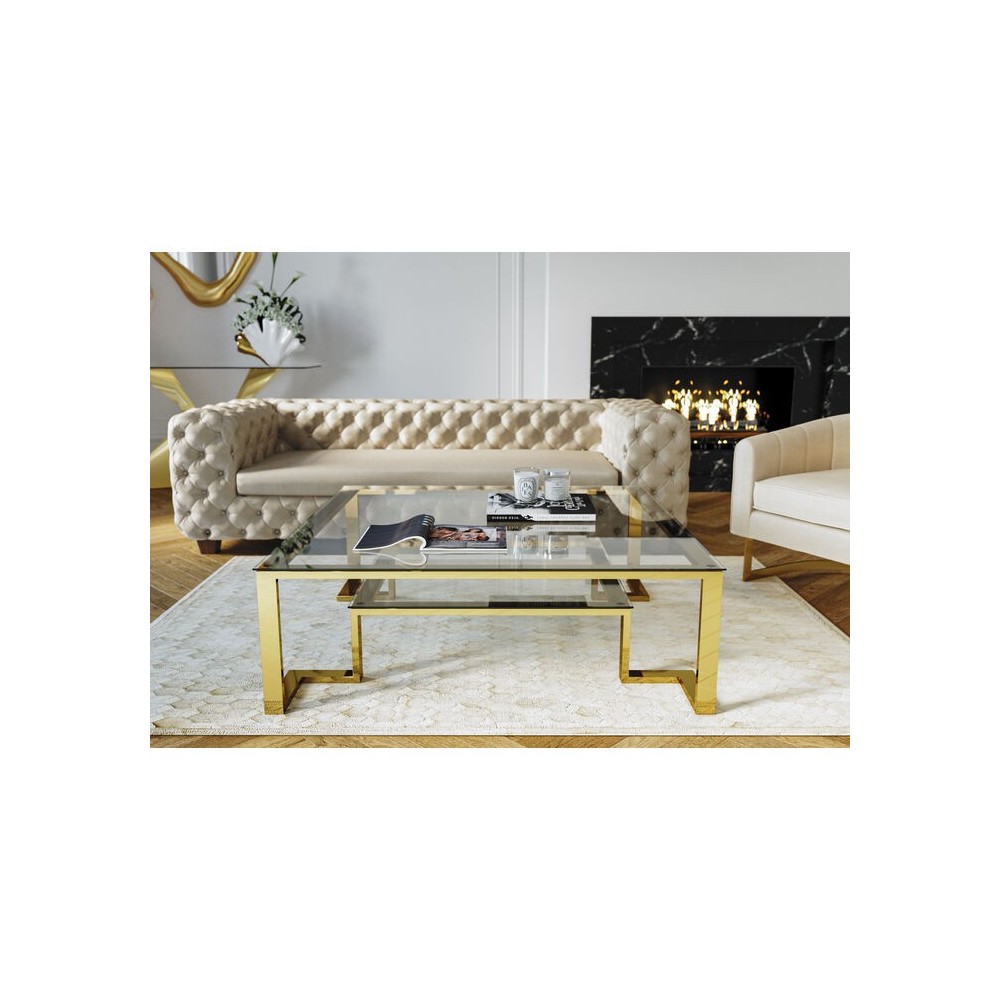 Mesa de café dourada 120cm Rush