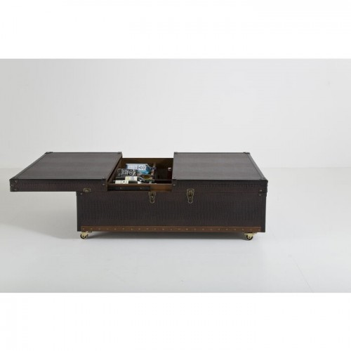 Mesa de centro GLOBETROTTER baú bar castanho 120 cm KARE Design — arrumação interior aberta (foto 7)