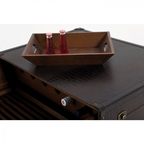 Mesa de centro GLOBETROTTER baú bar castanho 120 cm KARE Design — pormenor do tampo