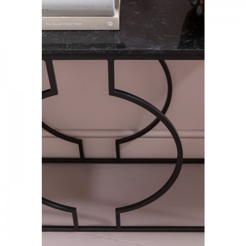 Console MIAMI noir et plateau marbré 120 cm KARE Design — détail du piètement noir et du plateau