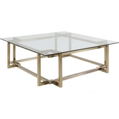 Mesa de centro de cristal y acero dorado 120 cm CLARA