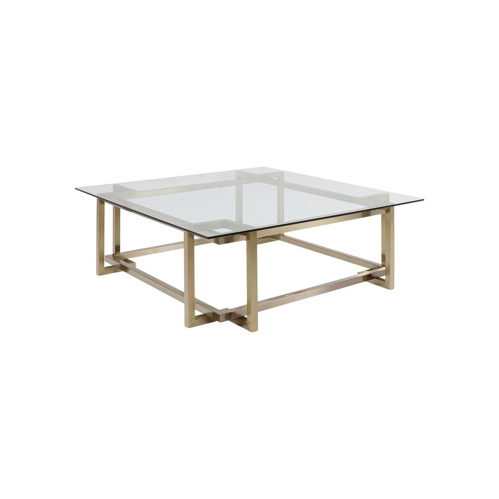 Mesa de centro de cristal y acero dorado 120 cm CLARA