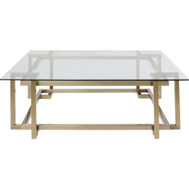 Goud glas en staal tafel 120 cm CLARA