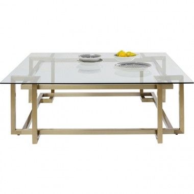 Mesa de centro de cristal y acero dorado 120 cm CLARA