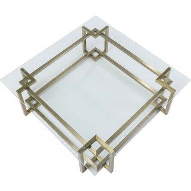 Mesa de centro de cristal y acero dorado 120 cm CLARA