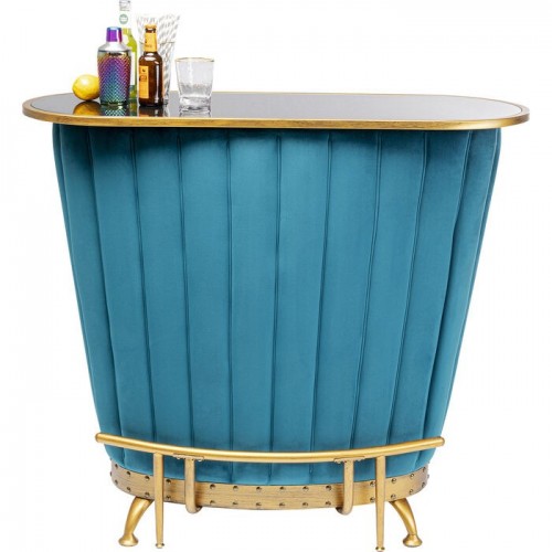 ROCKSTAR Bartisch aus blauem Samt
