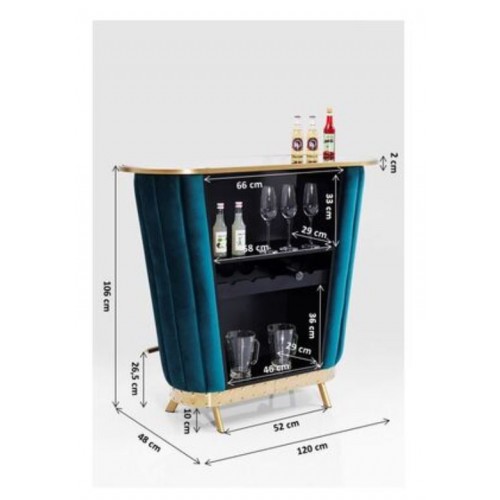 ROCKSTAR Bartisch aus blauem Samt