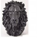 KING matte black lion head standing statue