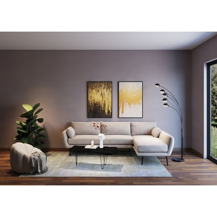 Canapé d’angle AMALFI angle droit crème 275 cm KARE Design — en ambiance avec mobilier non inclus