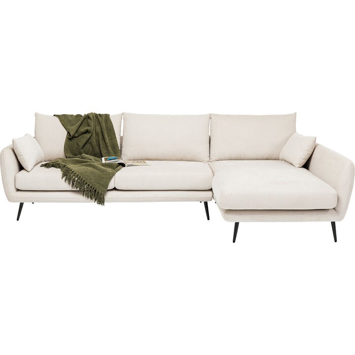 Sofá de canto AMALFI canto direito creme 275 cm KARE Design — com acessórios de decoração