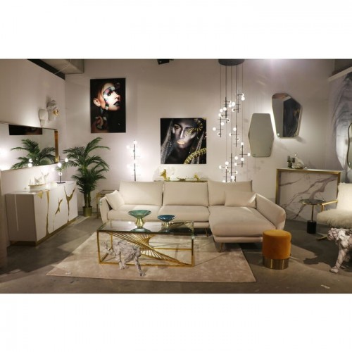 Sofá ângulo de creme direito 275cm amalfi