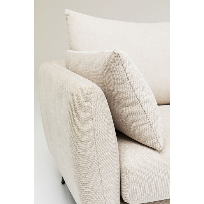Canapé d’angle AMALFI angle droit crème 275 cm KARE Design — accoudoir en cuir vu de près