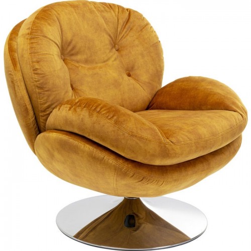 Fauteuil pivotant velours ocre AMBER