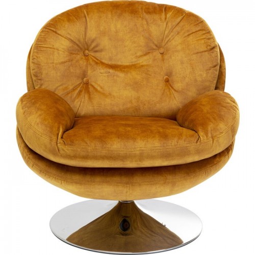 Fauteuil pivotant velours ocre AMBER