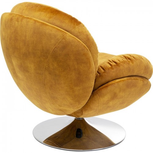 Fauteuil pivotant velours ocre AMBER