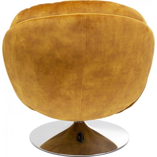 Fauteuil pivotant velours ocre AMBER
