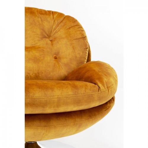 Fauteuil pivotant velours ocre AMBER