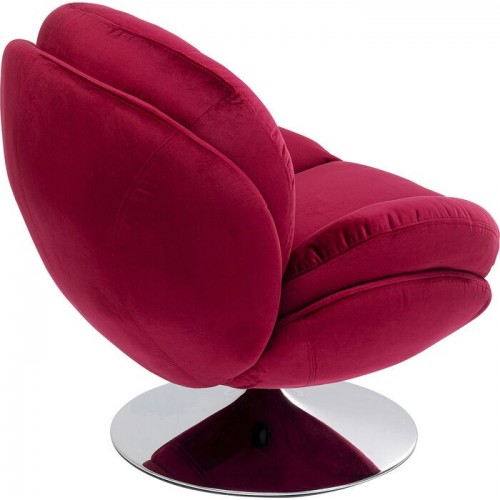 Fauteuil pivotant velours rouge AMBER