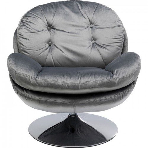 Fauteuil pivotant velours gris AMBER