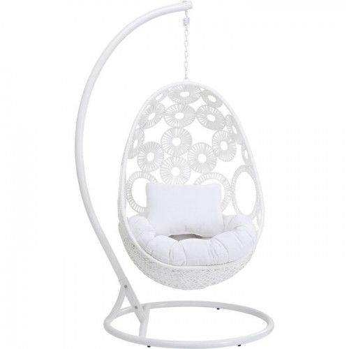Outdoor-Hängesessel IBIZA weiß mit Gestell und Kissen KARE Design — ganzes Produkt vor hellem Hintergrund