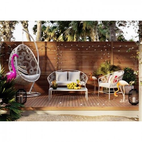 Outdoor hanging chair IBIZA white with stand and cushion KARE Design — STAY product among other furniture not included