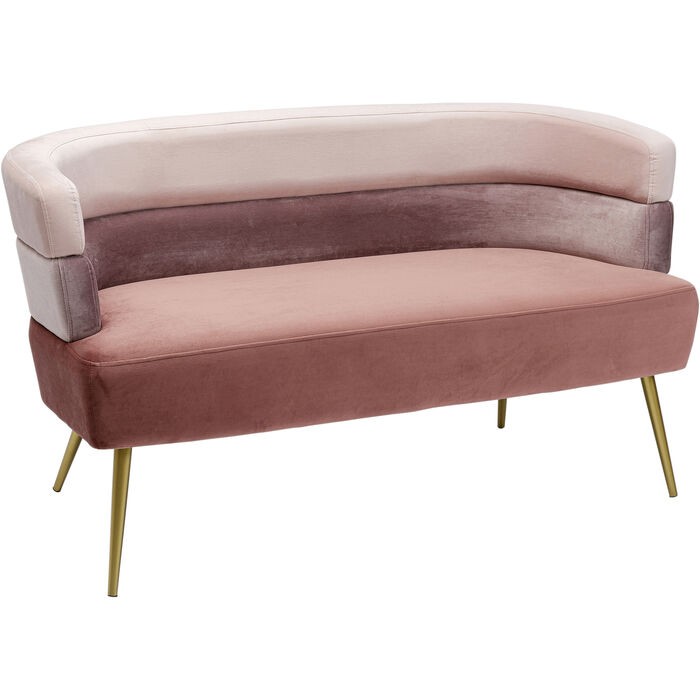 Zweisitzer-Sofa SANDWICH Samt in drei Rosatönen KARE Design — Vorderansicht