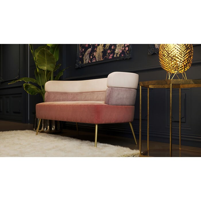 Sofá de dois lugares SANDWICH veludo rosa em três tons KARE Design — segunda ambientação do produto