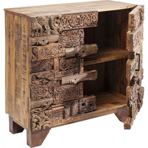 SORPRESA NATURALEZA MADERA PATCHWORK COFRE 2 PUERTAS DISEÑO KARE