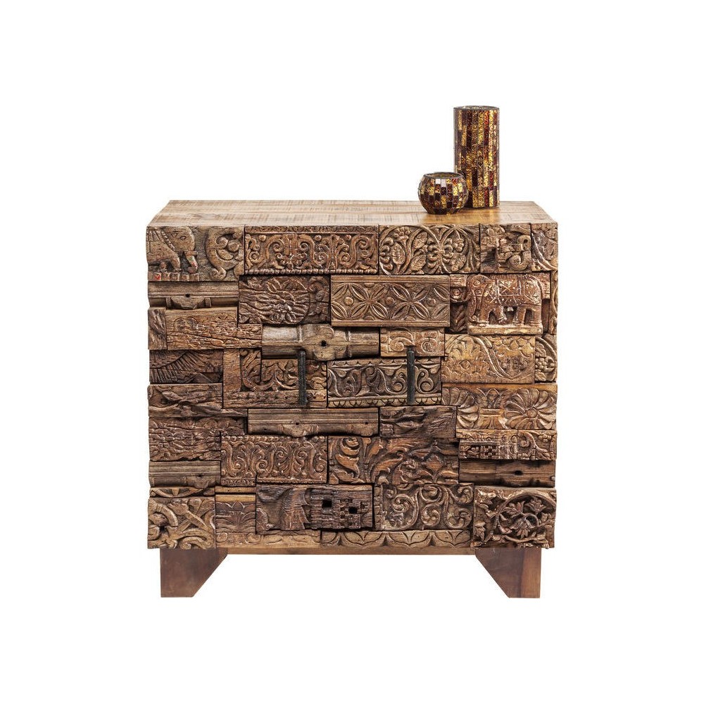 SORPRESA NATURALEZA MADERA PATCHWORK COFRE 2 PUERTAS DISEÑO KARE