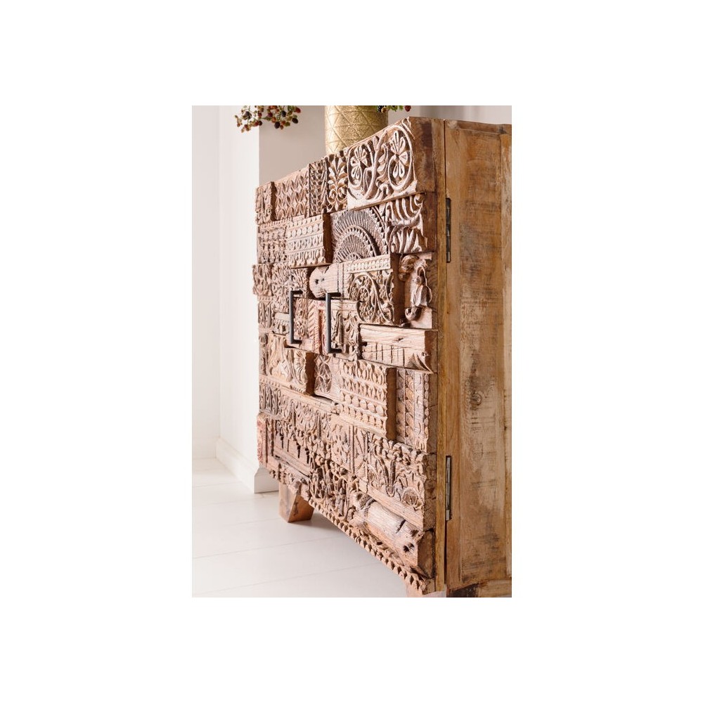 SORPRESA NATURALEZA MADERA PATCHWORK COFRE 2 PUERTAS DISEÑO KARE