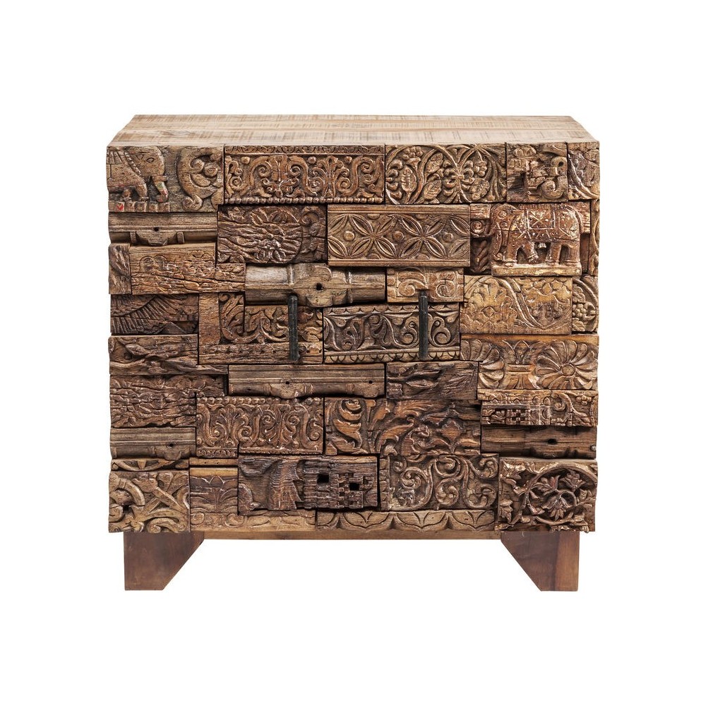 SURPRISE NATURE WOOD PATCHWORK 2-DOOR CHEST KARE DESIGN