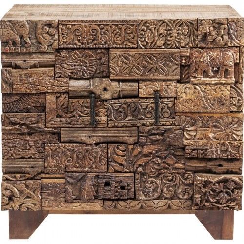 COMMODE 2 PORTES PATCHWORK EN BOIS SURPRISE NATURE KARE DESIGN