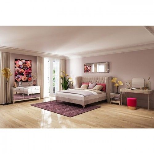 Aparador LUXURY espejo plateado 140 cm KARE Design — ambientado en un dormitorio