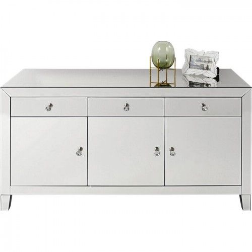 Sideboard LUXURY silver mirrored 140 cm KARE Design — second setting with non-included accessories