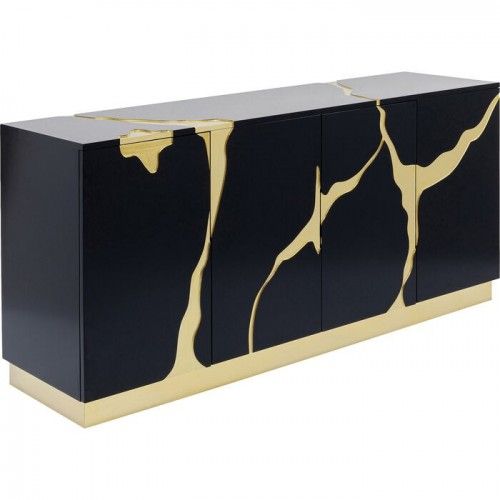 Aparador negro y dorado 165cm CRACKED