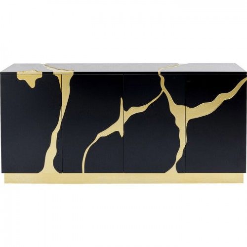 Credenza nera e oro 165 cm CRACKED